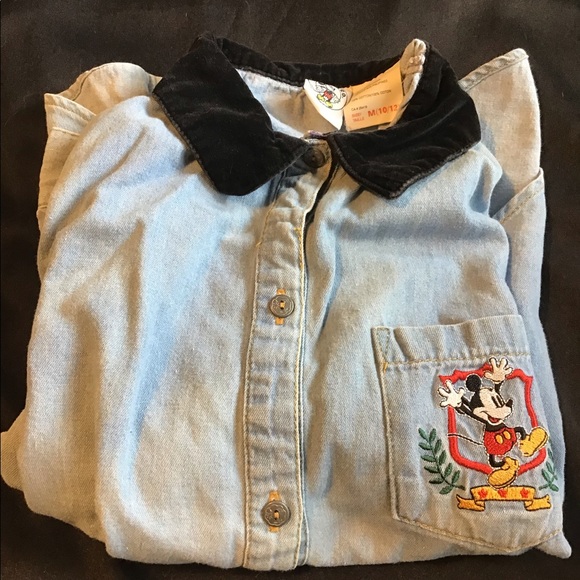 Girl’s Mickey Mouse Denim Shirt size M 10/12 - Picture 1 of 7